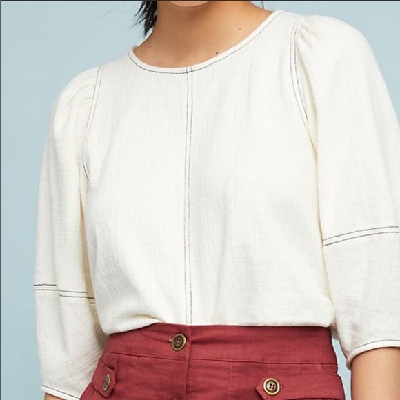 Anthropologie Tops - Anthropologie Current Air Cream Top Size Large